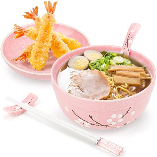 GIOVARA Ramen Schüssel aus Keramik (800ml) mit Deckel, Löffel und...