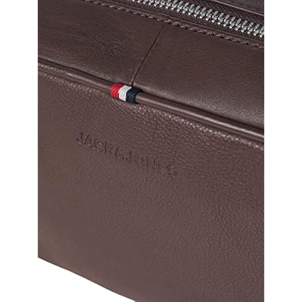 JACELIAS - Borsa per toilette in pelle, Marrone pietra, taglia unica, Beauty case