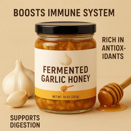 Fermented Garlic Honey - Overall Wellness. 100% Pure, Raw Unfiltered Honey with Organic Fermented Garlic Cloves 10oz image 4