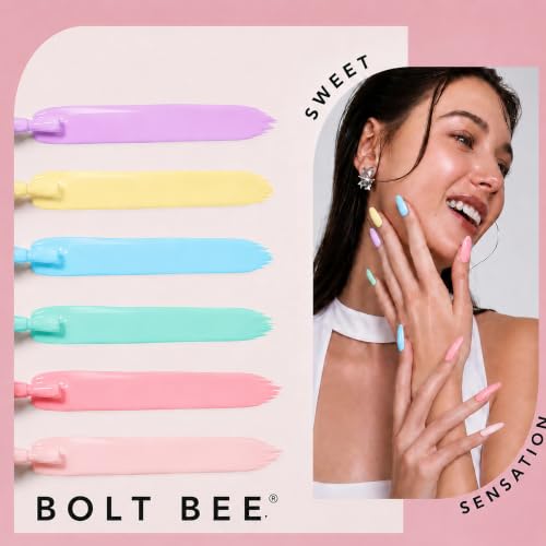 Image of Bolt Bee Gel Polish Kit Gel Polish Set,6 Colors Light Soft Sakura White Nude Spring Soak Off Nail Art Design Manicure Kit at Home (23)