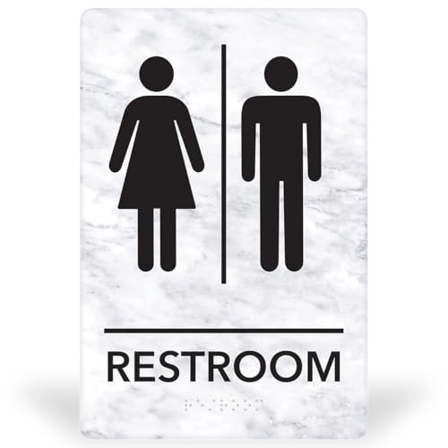 Panneau de salle de bain ADA et braille MitUSA plaque signalétique adhésive de toilettes