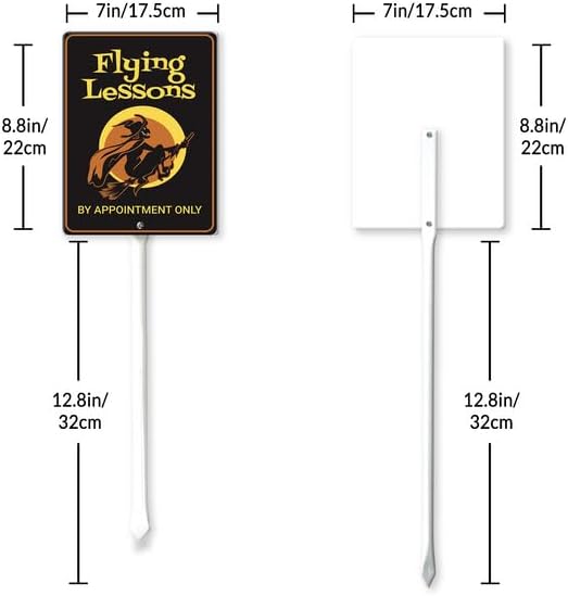 Miniatura 5 de Eveokoki Halloween Yard Sign Flying Lessons Decorations Yard Signs Decorative Garden Stakes Aluminum Outdoor Lawn Signs for Halloween Party Yard