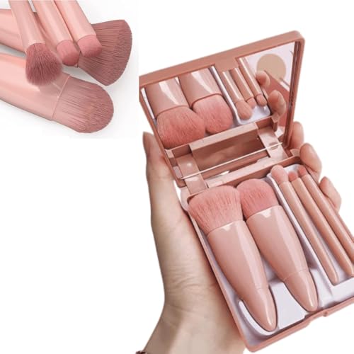 Conjunto de Pincéis de Maquiagem com Estojo e Espelho, Kit Pincel Maquiagem Bolsa