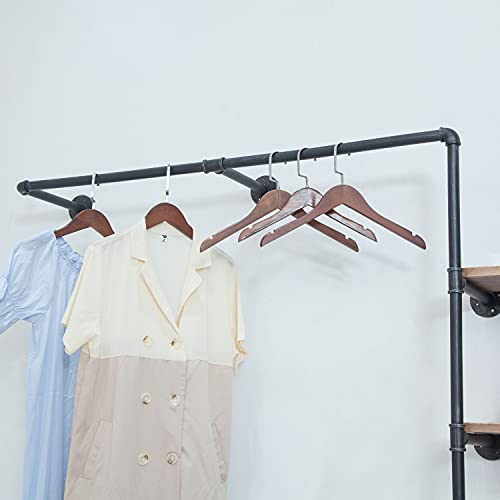 Civana Industrial Garment Rack, 3-Tiers Pipeline Clothing Rack, Rustic Cloth Hanging Bar, Retail Display Hanger With Storage Shelves, Boutique Multi-Purpose Shelf (Black, 110'' L) #TOP3