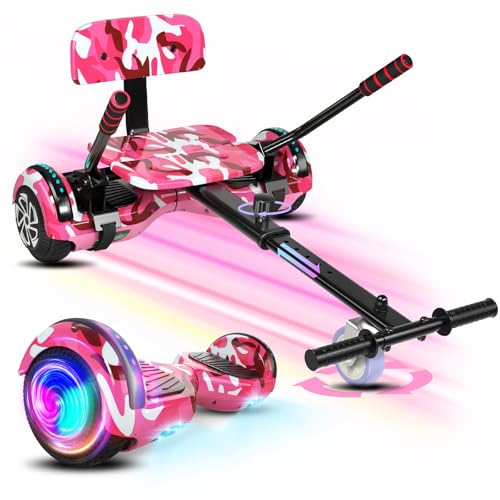 Scooter with Seat Attachment for Kids Adults, 6.5'' 8.5''Balancing Scooter with Bluetooth Speakers & Colorful LED Light with Kart