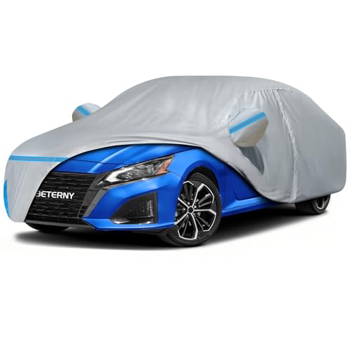Image of Car Cover for 2002-2025 Nissan Altima, Waterproof Custom-fit All Weather Sun Rain UV Snow Wind Protection Outdoor Altima Full Car Cover with Door Zipper & Cotton Lining-Grey