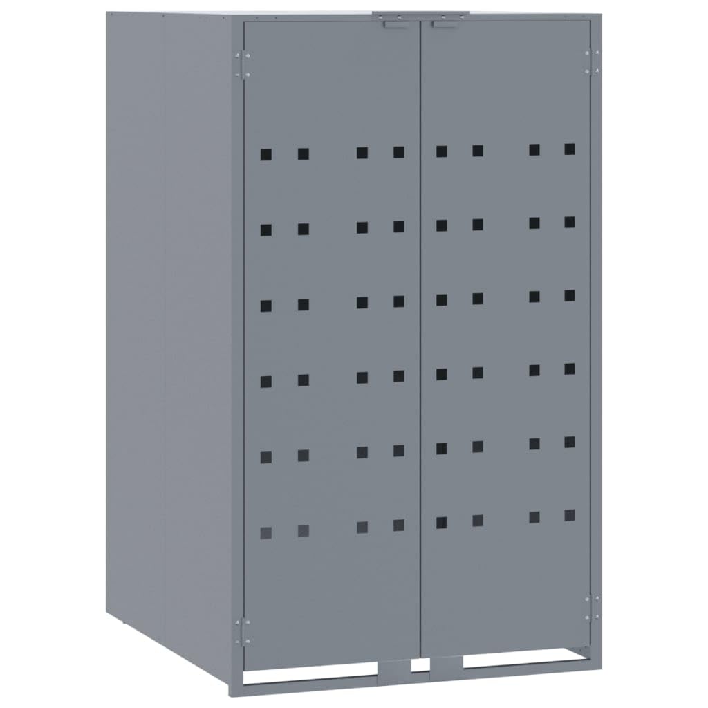 Willood Mülltonnenverkleidung Mülltonne Müllcontainer Gerätebox für 2 Tonnen Grau 138x79x117 cm Stahl