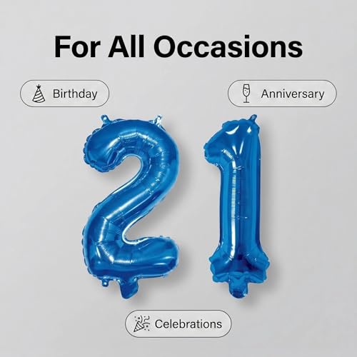 Image of Number 10 Balloon Foil Mylar Balloons for Birthday Party Decoration (Blue, 16 Inch)