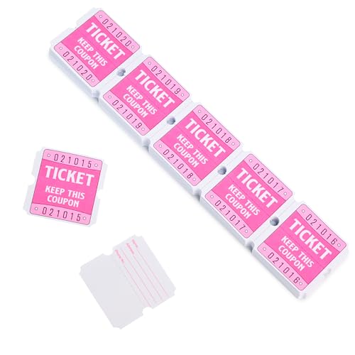 DGBDPACK 250 Pink Raffle Tickets, 50/50 Raffle Tickets, Double Tickets for Festivals, Carnivals, School Events, Baby Showers, Summer Parties