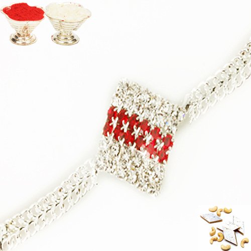 Rakhis Online UsaD-9377 Diamond Rakhi with 200 gms of Kaju katli