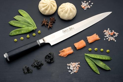 Katana Saya Pakkawood 24cm Yanagi Sashimi Knife, Japanese 67-Layer VG-10 Damascus Stainless Steel, Black Pakkawood Handle, Kitchen Knife - Image 2