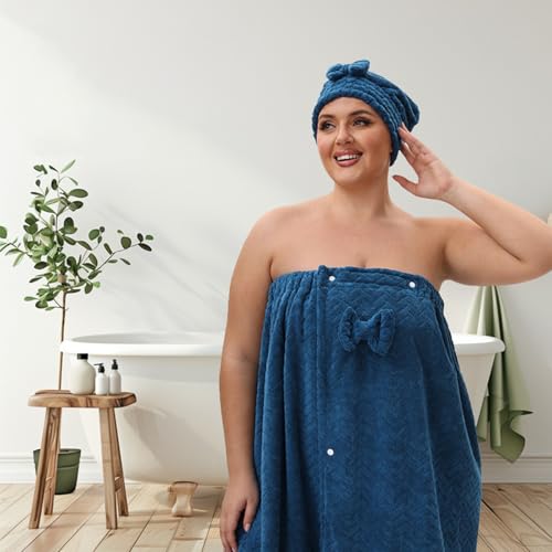 Toalla de baño para mujer ajustable con turbante ideal para gimnasio y viajes 4
