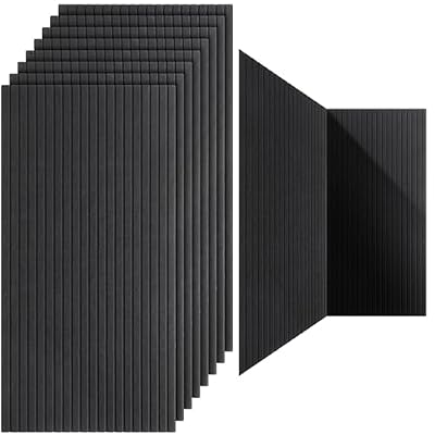 10 Pack 47x24 Inch Acoustic Wall Panels, Large Self Adhesive Sound Absorbing Panels for Home, Bedroom, Gaming Room, Studio & Office, High Density Noise Dampening Wall Decor for Echo Reduction, Black