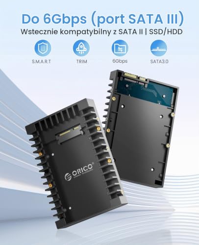 [5 sztuk] ORICO 2,5" na 3,5" wewnętrzny adapter dysku twardego konwerter ramka montażowa ramka wymienna, do 2,5 cala SATA HDD lub SSD 7/9,5/12,5 mm, nie wymaga kabla (1125SS) czarny