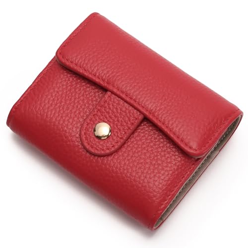 Image of GOIACII Women's Credit Card Holder RFID Blocking Genuine Leather Red