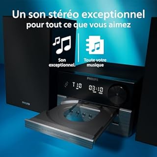 Philips TAM3505M2 Hi FI Microchaîne, Bluetooth, Lecteur CD, USB, Radio FM et Dab Auracast, 85% matières recyclées après consommation