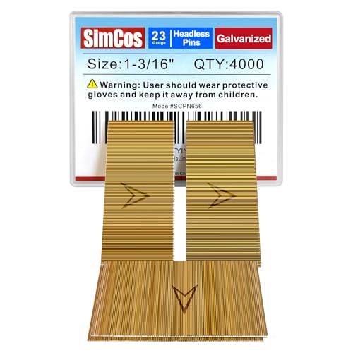 SimCos 23 Gauge Pinner Nails 1/2"~1-3/8" Headless Pin Nails for 23 GA Pneumatic or Electric Pinner or pin Gun (1-3/16"-4000 pcs)