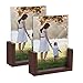 Produktbild RLAVBL Doppelseitiger Bilderrahmen 13x18 cm aus Glas mit Einer braunen Holzunterlage für Tischplatte, 2er Set