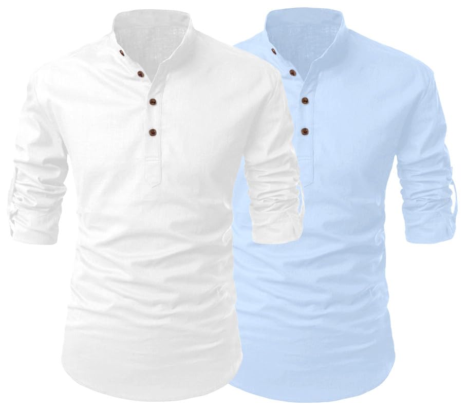 Kurta court homme coton manches longues pour vos soirées d'été