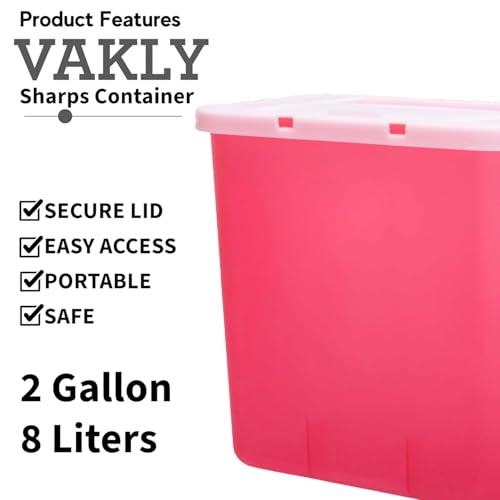 image for Sharps Container 2 Gallon - Plus Vakly Biohazard Disposal Guide (2 Pac