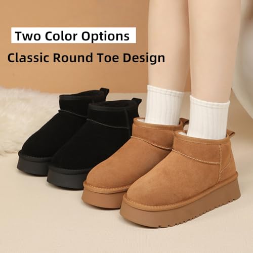 Winter Snow Boots for Women Genuine Leather Ankle Boots with Fur Fleece Anti-Slip Lightweight Platform Boots Design Suitable for Outdoor4