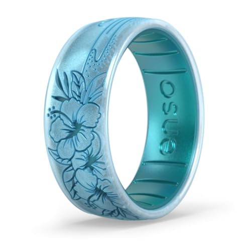 Enso Rings Etched Classic Silicone Rings - Etched Coastal Collection - Comfortable and Flexible Design