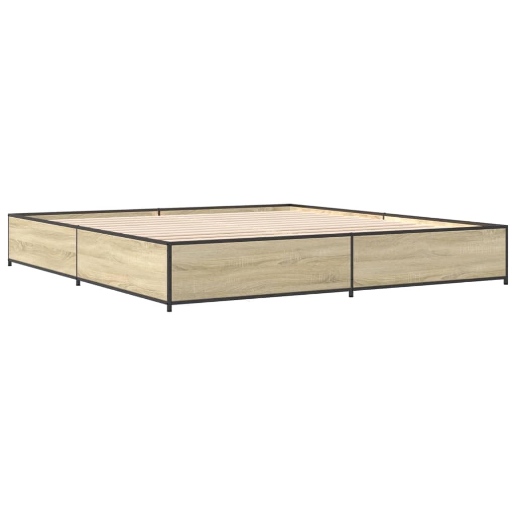 Legno Multistrato Stabile Gambe Metallo Rovere Sonoma 200x200 cm