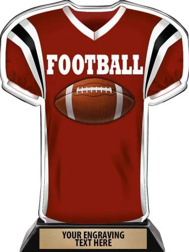 Crown Awards Acrylic Football Jersey Trophy, Football Jersey Shaped Award Trophies with Custom Engraving, Maroon Prime
