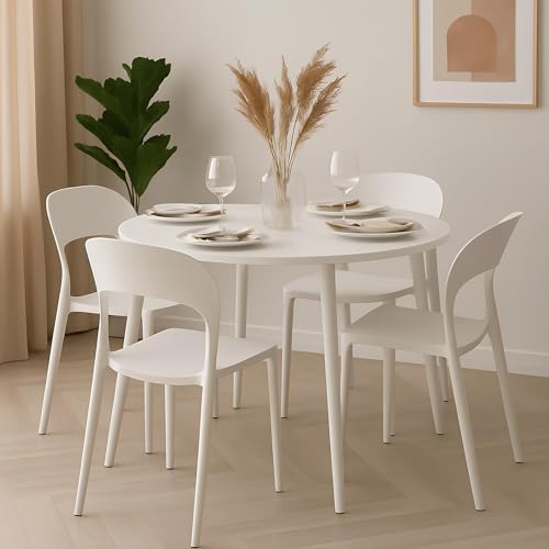 Lot 4 chaises plastique blanches empilables Baroni Home