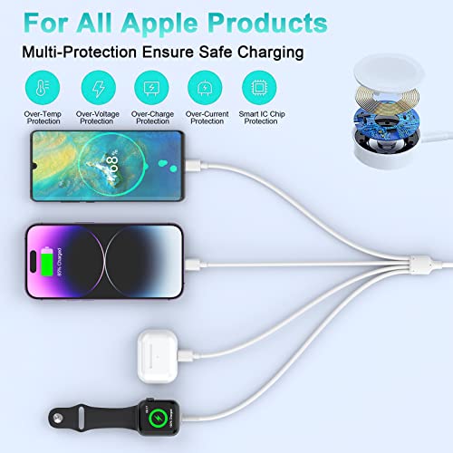 4 In 2 Usb C Fast Watch Charger Cable For Apple Watch/Iphone/Airpods, Apple Watch Charger Iwatch Magnetic Charging Cable For Iwatch Series 3/4/5/6/7/8/Se/Ultra Portable Wireless Charger Cord 6Ft/1.8M #TOP5