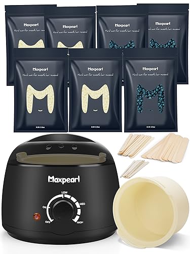 Maxpearl All-in-One Waxing Kit for Hair Removal with 7 Packs Hard Wax Beads for All Over Use