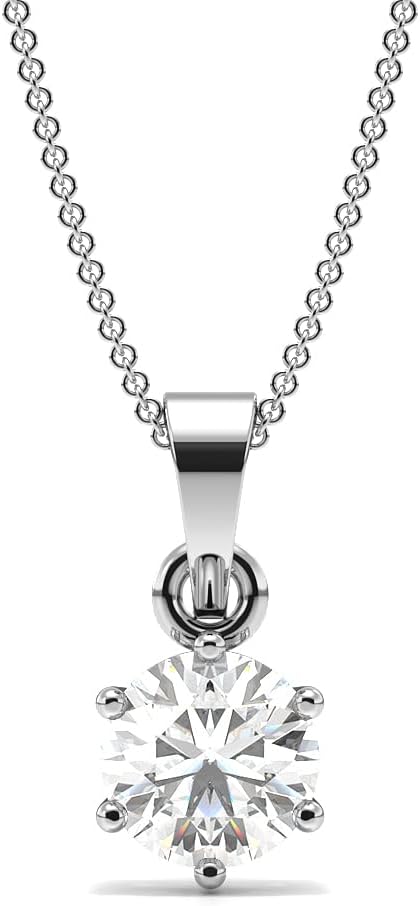 TabolikCertified Round Cut Solitaire Lab Grown Diamond (Color-FG, Clarity-VS) Pendant Necklace In 18K Gold & Platinum (White Gold, Yellow Gold, Rose Gold, Platinum)| Lab Created Diamond Pendant