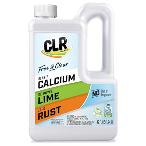 CLR Brands Calcium, Lime & Rust Remover Free & Clear, No Dyes or Fragrances, Gentle Lime and Bathroom Descaler, Removes Hard Water Stains and Rust Deposits, 42 Oz Bottle (Pack of 1) Cover