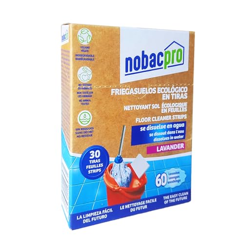 NobacPro - Fregasuelos en Tiras Ecológico | 60 Lavados - 30 Tiras | Aroma Fresh Lemon | Limpiador de Suelos Vegano, Sin Plásticos, Respetuoso con Mascotas y el Medio Ambiente | Fragancia Fresca