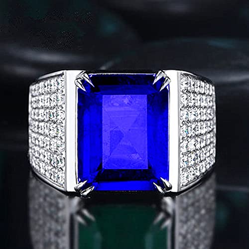 Htayekog Anel masculino de pedra de safira azul, anel de pedra de safira, anel feito à mão turco, an
