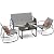 YITAHOME 4 Piece Patio Furniture Set, Small Backyard Bistro Rocking Chairs, Loveseat and Glass Table, Textilene Outdoor Conversation Set for Lawn, Garden, Balcony, Poolside (Grey)