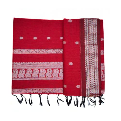 Image of Pure Kalyani Cotton Saree | Zari Border & Blouse Piece - Lata Gadwal Design | Traditional Saree