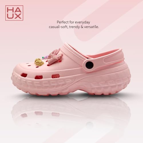 Image of HAUX Women's Classic Charms Clogs /Sandals with Adjustable Back Strap for Adult | Comfortable & Light Weight | Stylish & Anti-Skid | Everyday Use Clogs for Girls & Ladies