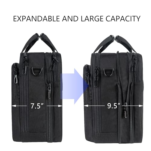 Image of VANKEAN Laptop Briefcase Premium Laptop Case Fits Up to 17.3 Inch Business Shoulder Bag Laptop Expandable Water-Repellent Messenger Bag for Men /Women Computer Bag for Travel /Business /Black-Grey