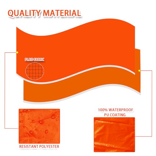 Hooded Rain Poncho with Pocket Waterproof Lightweight Unisex Raincoat Fishing Hiking-Black/Grey/Orange/Green/Brown2