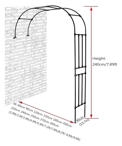 Arche de jardin en métal noir demi-arche de mariage 2,4m
