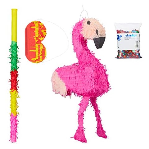 Relaxdays 4 TLG. Pinata Set Flamingo Cover