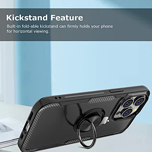 Designed For Iphone 13 Pro Max Case With 2 Tempered Glass Screen Protector, 1 Black Camera Lens Protector,Carbon Fiber Clear Anti-Scratch Case With Ring For Iphone 13 Pro Max 6.7 Inch,Black Set #TOP1