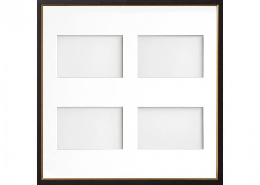 Frame Company Drayton Multi Aperture Photo Frame, Black with Gold Inset, 40x40cm for 6x4 inch (x4)