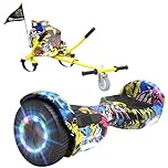 EVERCROSS Hover Board Kids, Hoverboards with Seat Attachment Hoverkart, 6.5" Self Balancing Scooters, Hoverboards Bluetooth with LED Lights, Ideal Hover Board for Kids Teenagers Adults Yellow