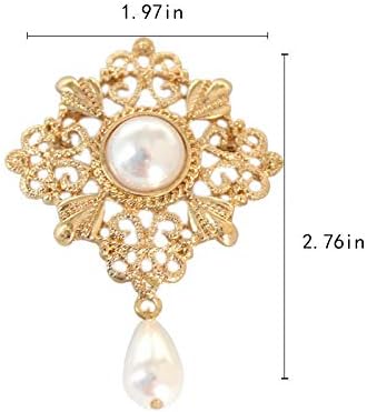 Gold Hollow Flower Pearl Filigree Brooch Pin for Women Full Dress Coat Sweater Simple Retro Accessories Jewelry Brooches image 5