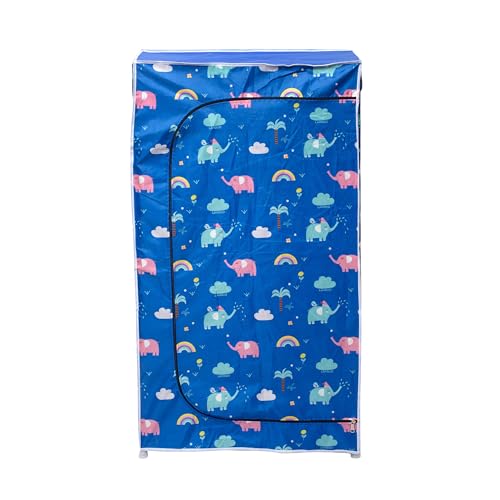 Image of BONTEC Baby Wardrobe for Clothes - almirah - Rack fot Storage Multipurpose Plastic almirah Printed Cover 6 Shelves Storage Clothes Storage Rack Quick Cabinet /Multipurpose (Baby Blue)
