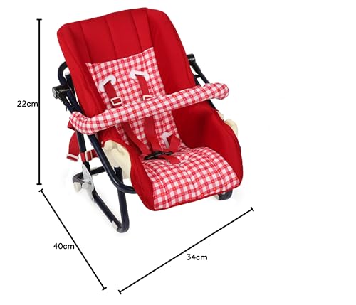 Image of INFANTO Baby Car Seat with Adjustable Seat Positions, Front Guard & Three-Point Harness for 6-36 Months, Fits Front & Rear Car Seats Carry Cot & Feeding Chair-Red