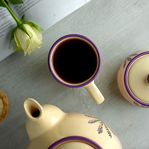 City to Cottage® Lavender Pattern Purple and Cream | Designer Handmade Hand Painted | Unique Ceramic | Coffee Tea Latte Mugs Cups with Large Handle | Gift - Image 2