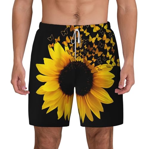 Short de bain séchage rapide homme à motif tournesol et papillons